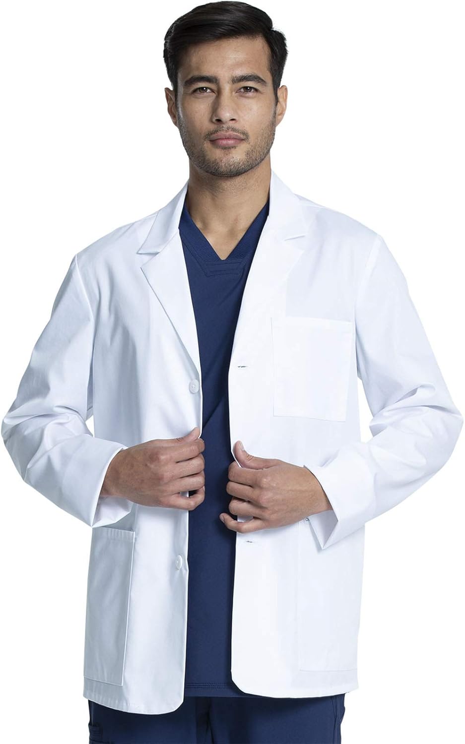 Mens Lab Coat 30" Men's Consultation White Coat Durable, Mechanical Stretch - CK401
