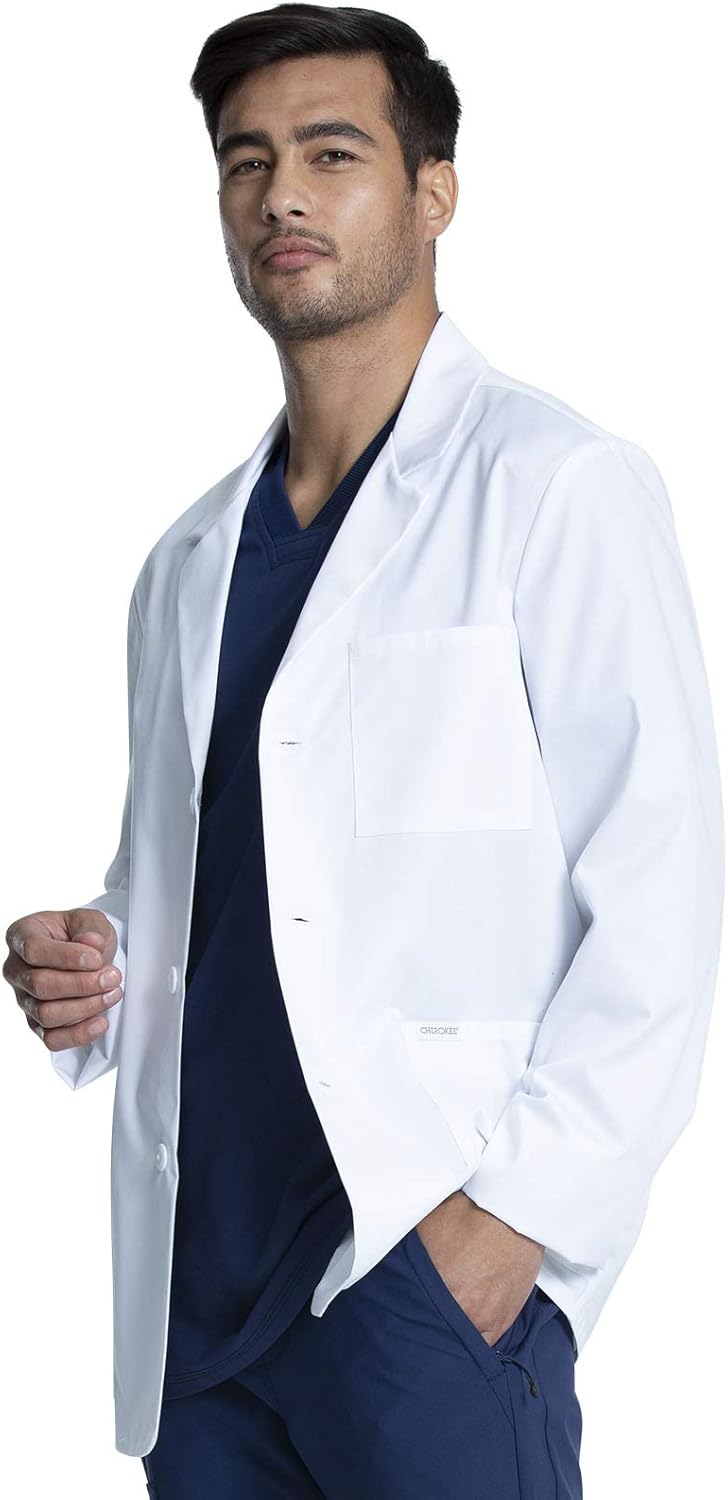 Mens Lab Coat 30" Men's Consultation White Coat Durable, Mechanical Stretch - CK401 - Image 3