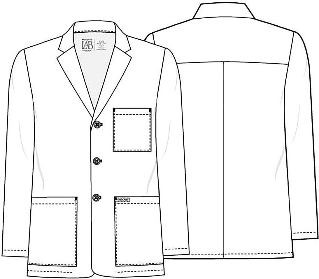 Mens Lab Coat 30" Men's Consultation White Coat Durable, Mechanical Stretch - CK401 - Image 6