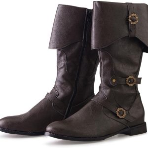 Men's Faux Leather Medieval Boots Viking Pirate Costume Boots Renaissance Faire Cosplay Shoes