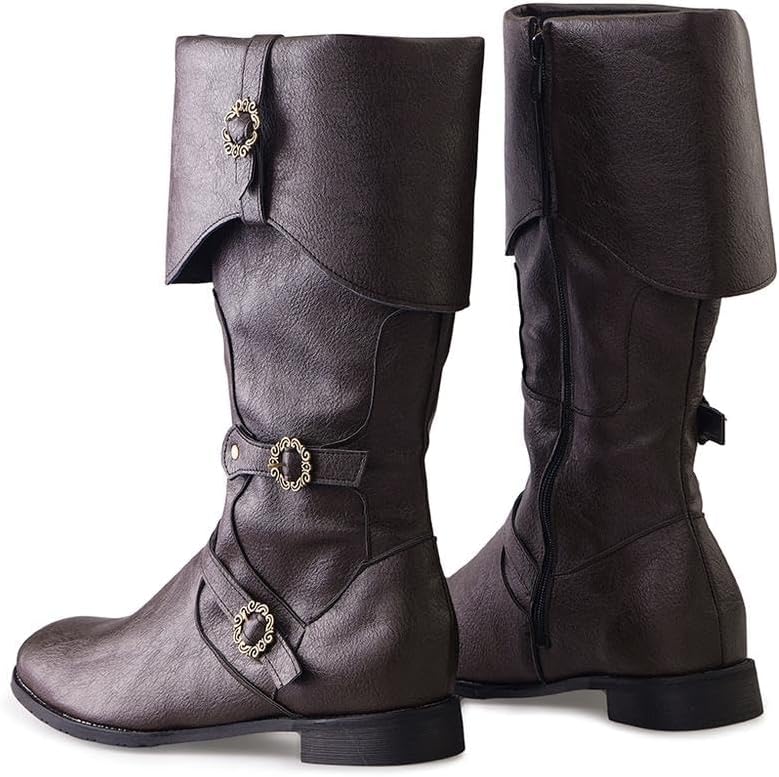 Men's Faux Leather Medieval Boots Viking Pirate Costume Boots Renaissance Faire Cosplay Shoes - Image 4